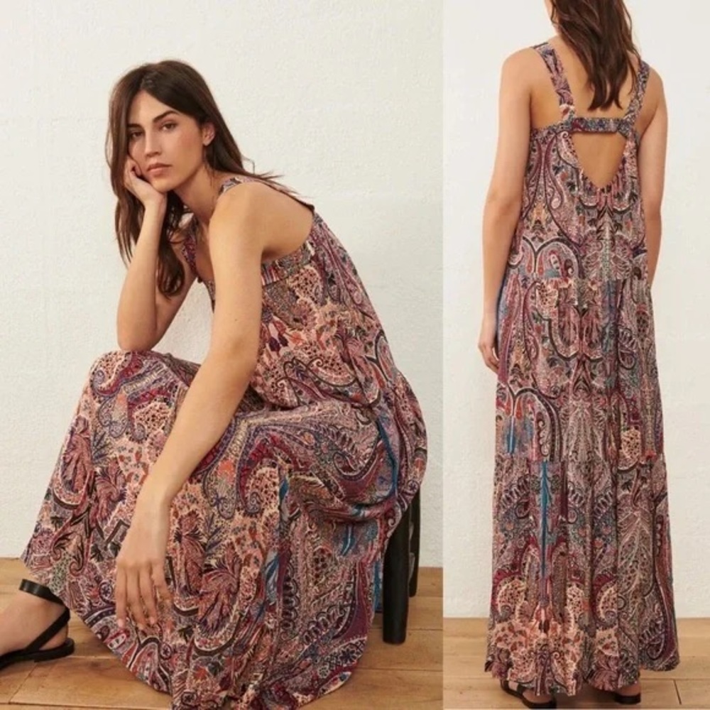 Ba&sh Parisian Bohemian Multi-coloured Open Back Maxi Dress, Size 6 - Picture 1 of 16